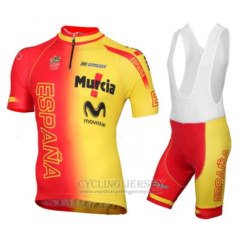 2016 Cycling Jersey Spain Yellow and Red Short Sleeve and Bib Short